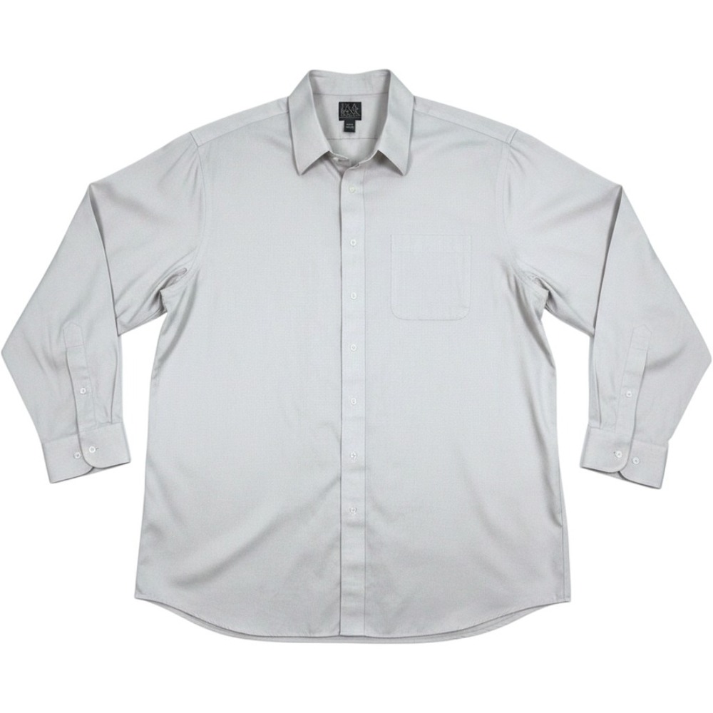 Jos A Bank Travelers Collection Dress Shirt Mens 18.5 35 Tan Micro Check Cotton